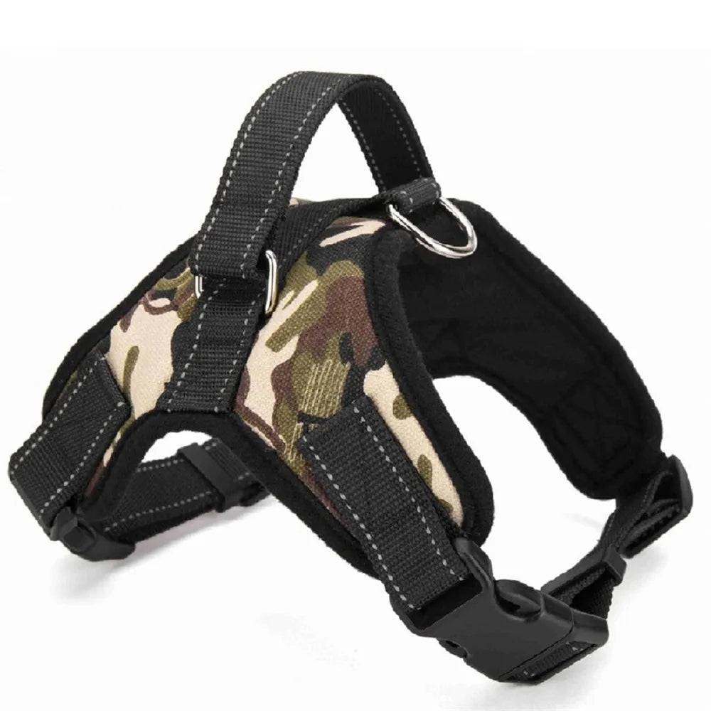 Padded Reflective Dog Harness Vest – Nylon, S to XL - Camouflage / L (L)
