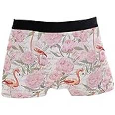 Herr underkläder röd flamingo och rosa blomma brev vår blomma bekväma trosor roliga trosor sport arbete träning, Boxer Briefs 4070, S