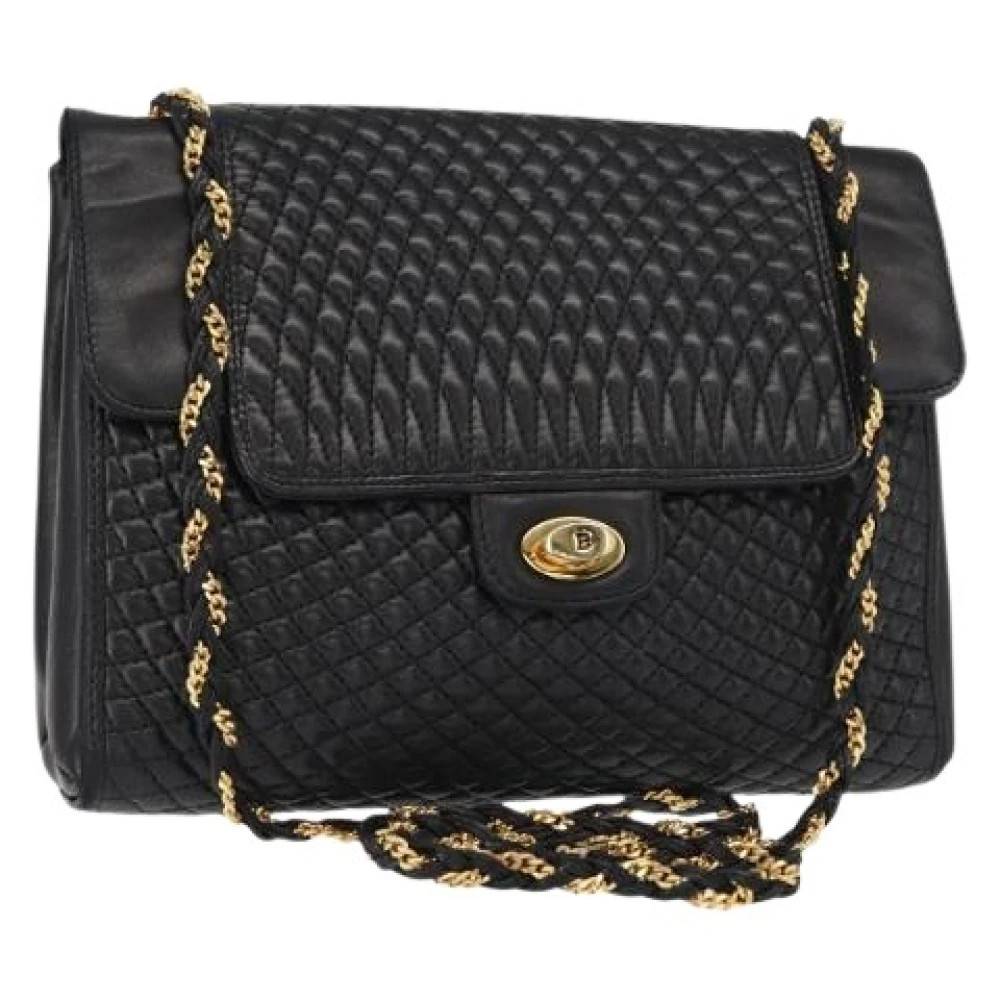 Bally Pre-owned Pre-owned Læder Skuldertaske - Vintage - Dame - Sort - ONE SIZE - Uld