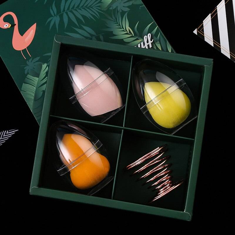 Makeup svamp kosmetisk puff set med hållare vatten kalebass smink svamp mixer ställ hållare för torkställning - 2