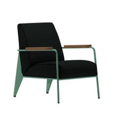 Vitra - Fauteuil de Salon, Walnut, Prouvé Blé Vert, Leather Premium Cat. L40 Col. 66 Nero - Lænestole - Jean Prouvé - Sort - Metal/Træ/Skum