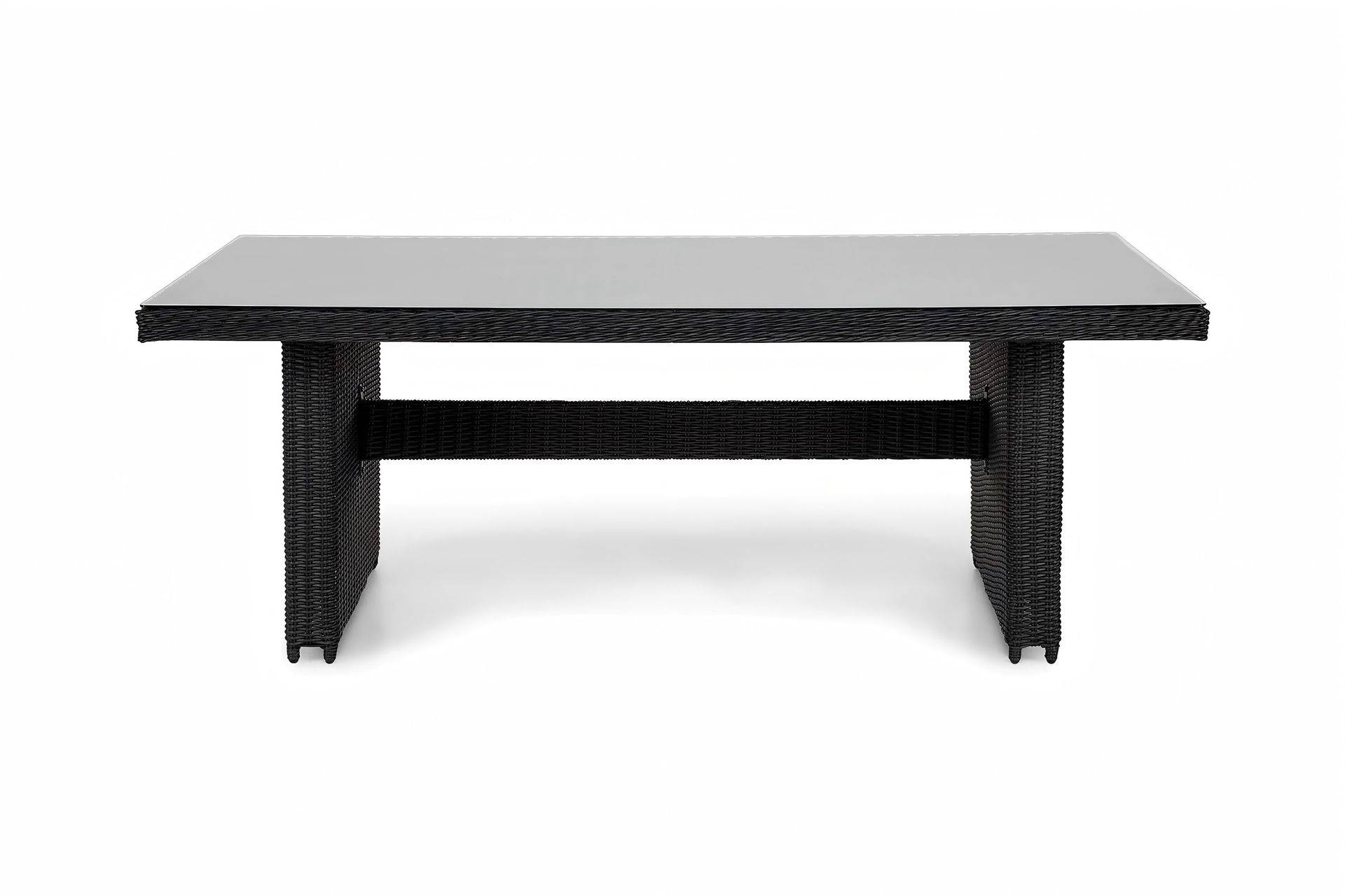 deNoord Marcus Rektangulärt Matbord utomhus 160x90 cm i konstrotting med glasskiva - Svart Glas