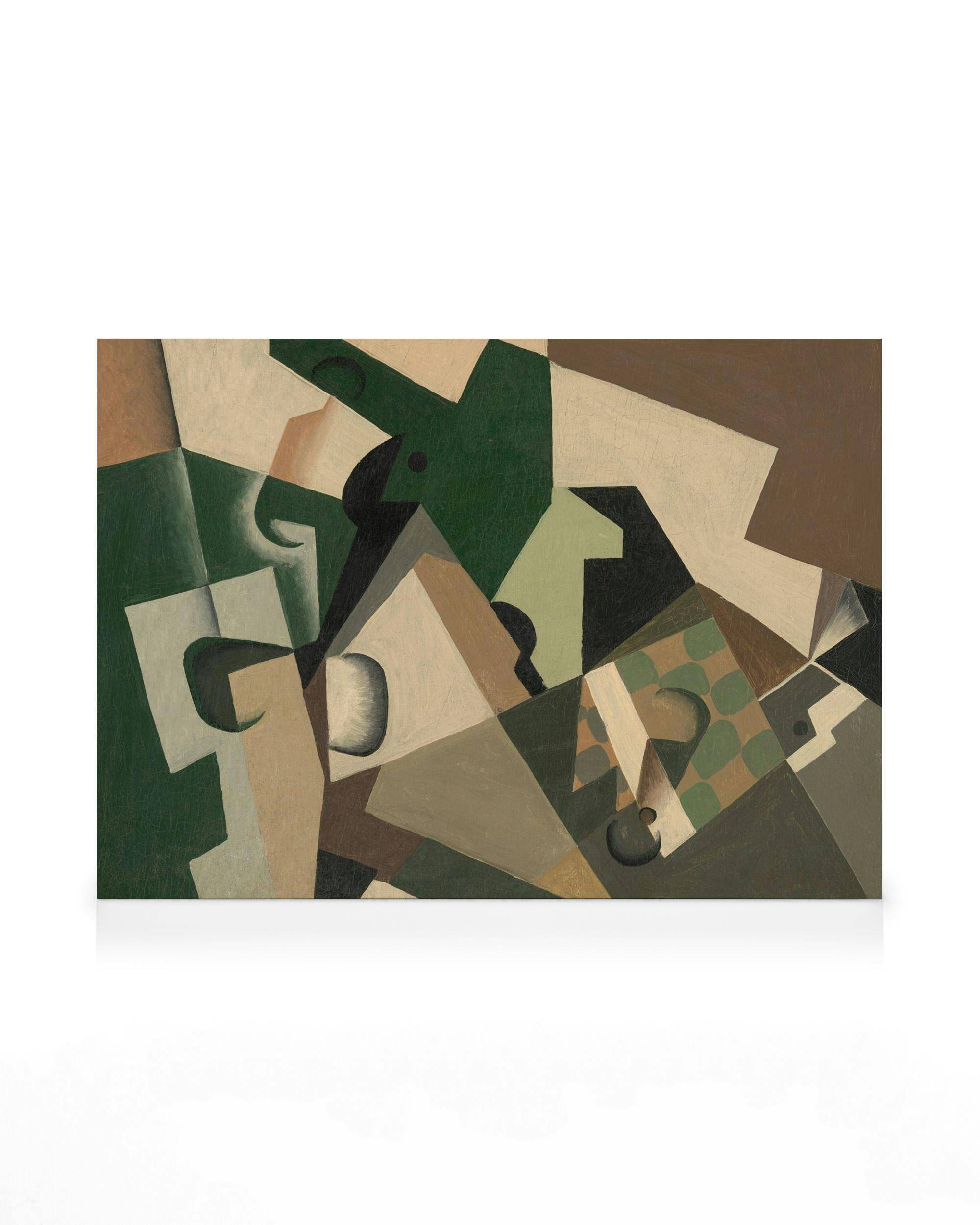 Canvastavlor Juan Gris - Glass and Checkerboard Canvastavla (70x100 cm - Svart ram)
