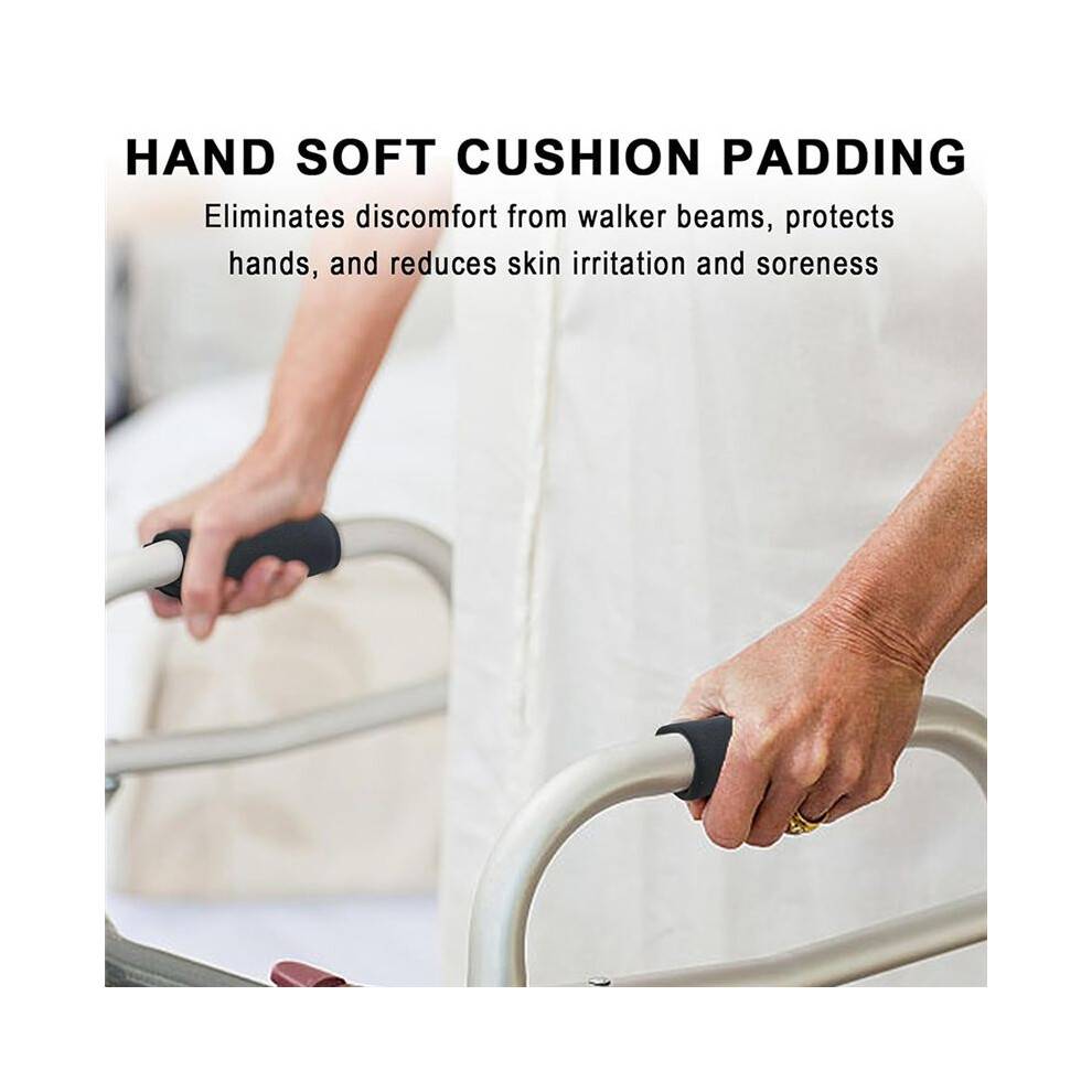 2Pack Walker Handle Cushions Walker Grip Covers Pads Walker Padded Hand Grip Covers for Rolling Wheelchair Walker Black.