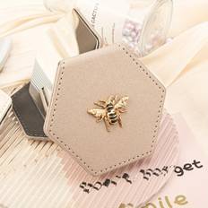 TEMU Elegant Bee-themed Compact Mirror - Portable Dual-sided Folding Mini Makeup Mirror With Polished Stainless , Ideal For Purses & Party Favors, Mirror Portable
