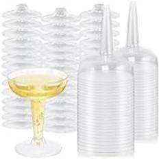 NAMIS Champagneglas Plast 50 Stycken 120 ml Återanvändbara Champagneflöjt för Bröllop, Fest, Picknick, Födelsedagar (Transparent)