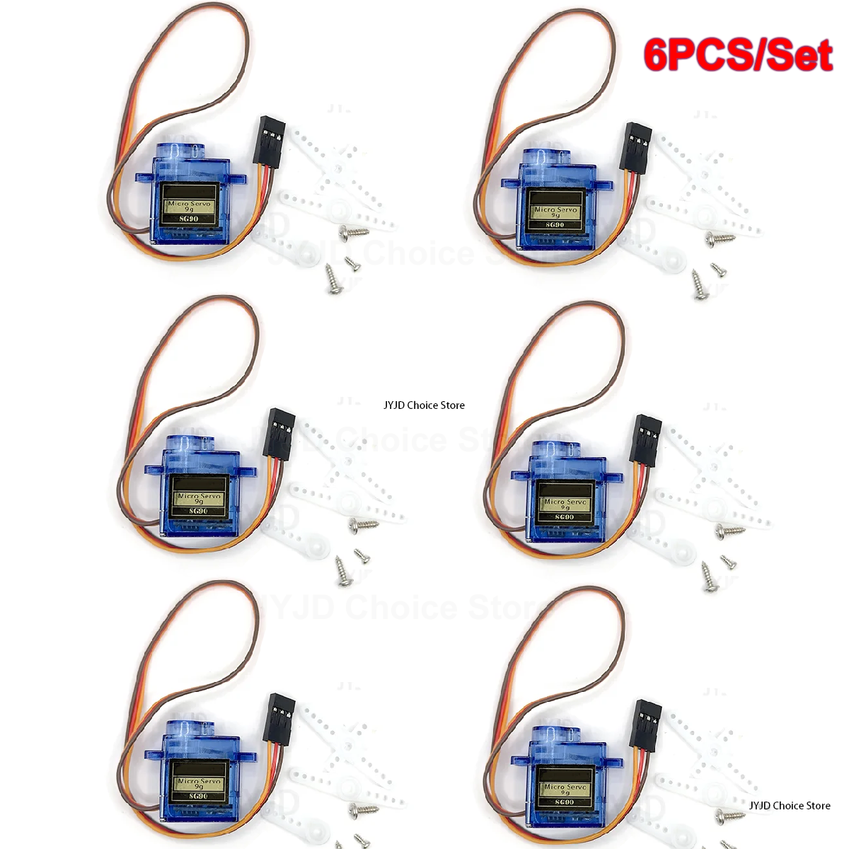 6pcs Sg90 9g Micro Servo Motor, Mini Servos Motor Kit Plastic Gear 180 Degree Servo for Rc Car Airplane Plane for Arduino