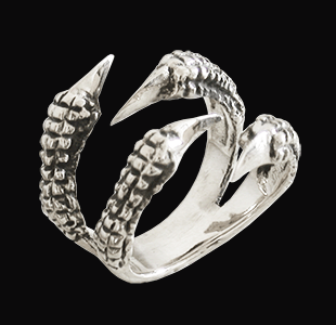 En silverring med en klo. Claw-ring silver.