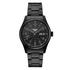 SEIKO Automatic Watch - 5 Sports - Day/Date Calendar, LumiBrite Hands and Markers, Rotating Bezel, Water Resistant to 100m, Black - SRPJ09