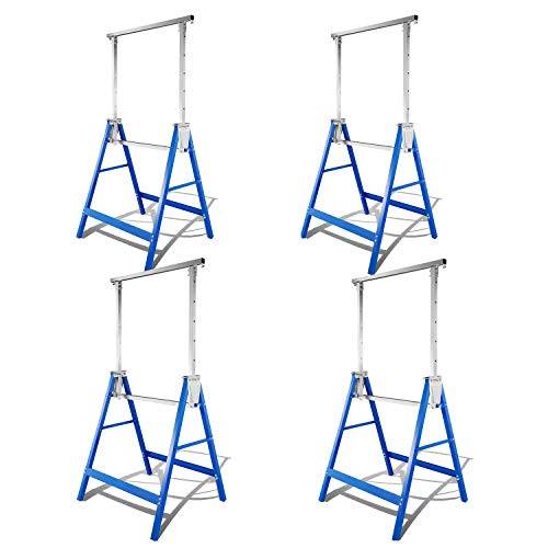 Jopassy Set med 4 byggnadsställningar bockar, arbetsbock, bärkraft 200 kg, 7-vägs vikbockar, höjdjusterbara 80–130 cm, metall, arbetsbockar, ställningsbock
