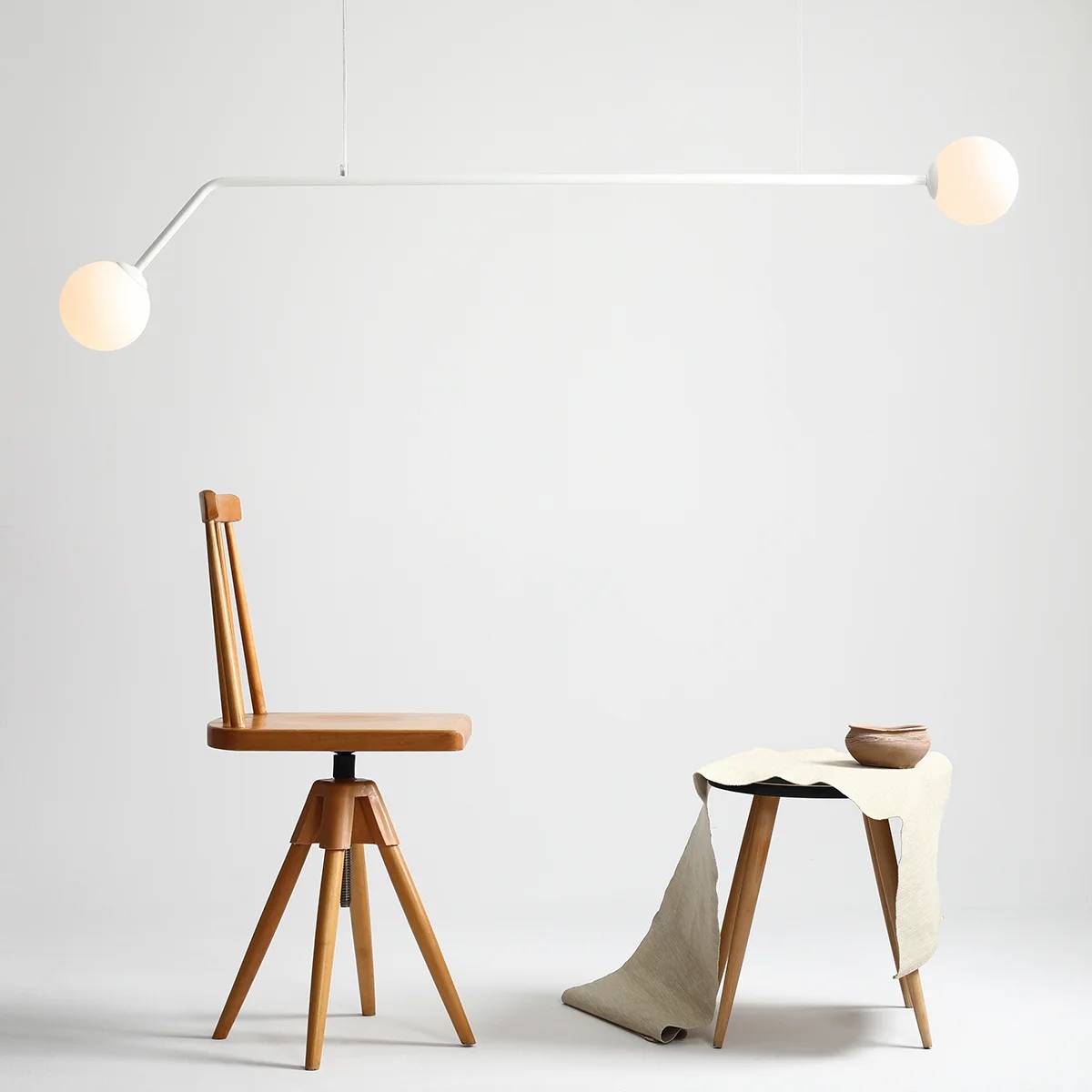 Limelight - Loftlampe i hvidt metal og hvidt glas, bredde 150 cm