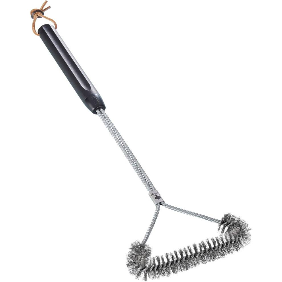 Spiralformet grillbørste med bredt design, holdbare messingbørster med ekstra tykke rustfri stålbørster for holdbarhed, ergonomisk håndtag for