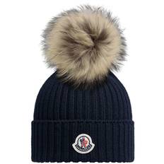 Moncler Hue - Strik - Uld - Navy m. Kvast - Moncler - 56-58 cm - Hue