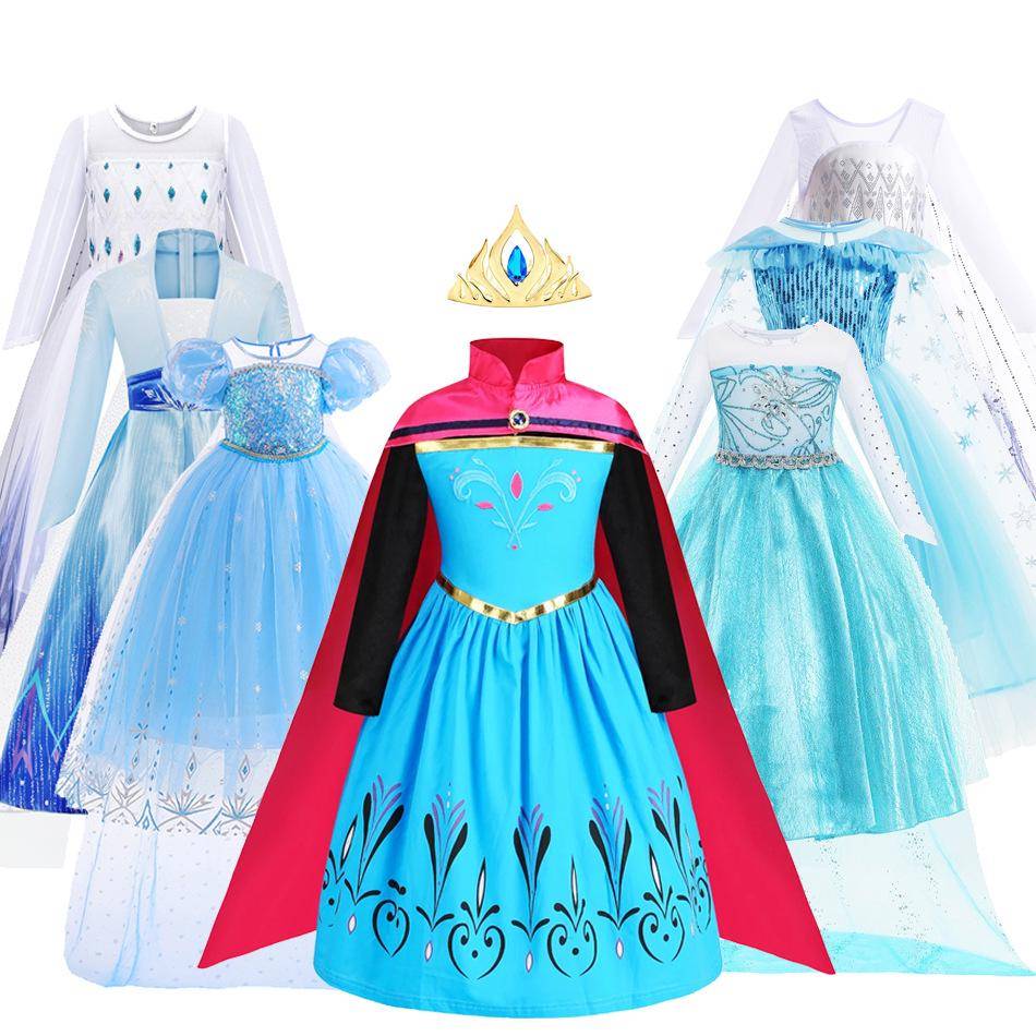 Fryst Elsa Prinsessklänning för Flickor - En Del 140cm
