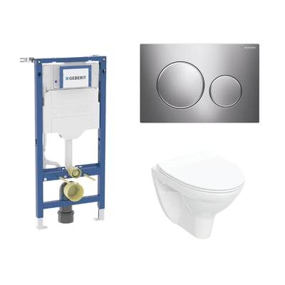 Geberit Duofix 112 cm toiletpakke inkl. Ifö Spira Classic væghængt toilet + toiletsæde, Geberit Sigma20 round, blank/krom