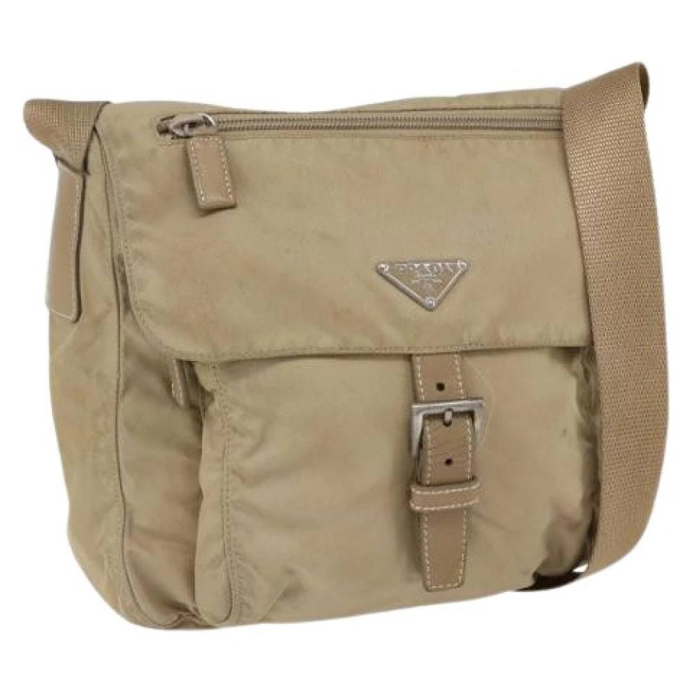 Prada Vintage Pre-owned Nylon Cross Body Taske - Vintage - Dame - Beige - ONE SIZE - Nylon