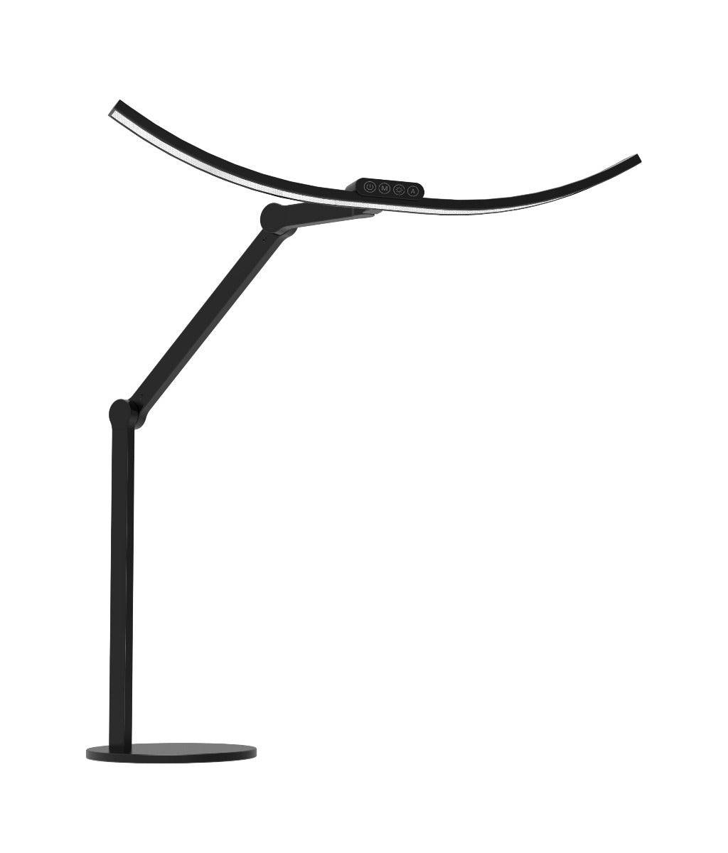 Böjd skrivbordslampa - Med svängarm och fot - 1600 lumen - Svart