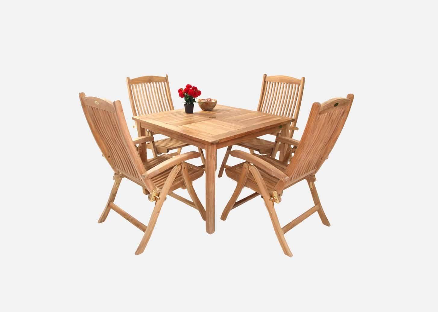 Havemøbelsæt Luksus Teak 100x100 cm Hereford Pos.