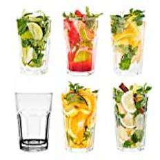 Topkapi 250.996 Allrounddricksglas för longdrink – 6 stycken Miami Vice vit/transparent glasset XL-glas (36 cl) för cocktail, longdrink, mojito, juice, vatten, höjd ~12 cm