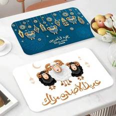 2st Vändbara Måne & Stjärna Bordsunderlägg i konstläder, Tvättbara & Rengöringsbara, Kreativa Heminredningsmattor För Matbord, EID Festival - Multifärgad (blå,guld,Vit,mörkgrön)
