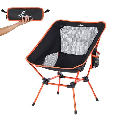 Sportneer Campingstolar, lätta utomhusstolar med 2 sidofickor och förvaringsväska, hopfällbara och bärbara stolar för camping, vandring, gräsmatta, picknick, strand, utomhusresor