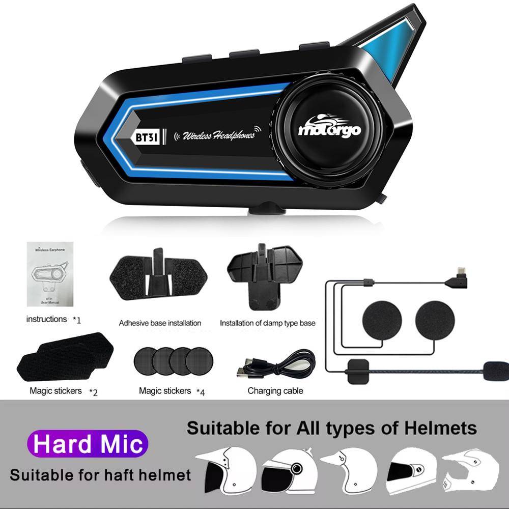 Motorgo BT31 Motorcycle Helmet Headset Bluetooth 5.3 with 48H Battery BT Headset HM Basic