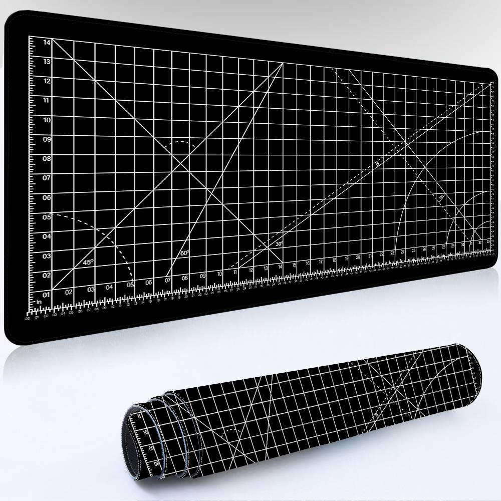 Black Mouse Pad Cutting Desk Mat Kawaii Office Laptop Gaming Mousepad Minimalistic Rubber Keyboard Mouse Mats Computer Carpet
