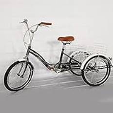 Adult Tricycle, 20 tums enkelhastighets-skift trehjuling med inköpskorg, cargocykel för seniorer, kvinnor och män | svart |