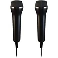 Lioncast® USB-mikrofon, set om 2 för PS5/PS4, PC, Xbox, Wii, Nintendo Switch – USB-mikrofon för Singstar, Lets Sing, Voice of Germany & Karaoke – Universal USB-mikrofonomkopplare –