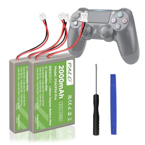 PS4-batteri 2 000 mAh ersättning för Sony PS4/PS4 Pro/PS4 Slim PS4 Dualshock 4 styrenheter CUH-ZCT1E CUH-ZCT1H CUH-ZCT1U CUH-ZCT2 CUH-ZCT2U