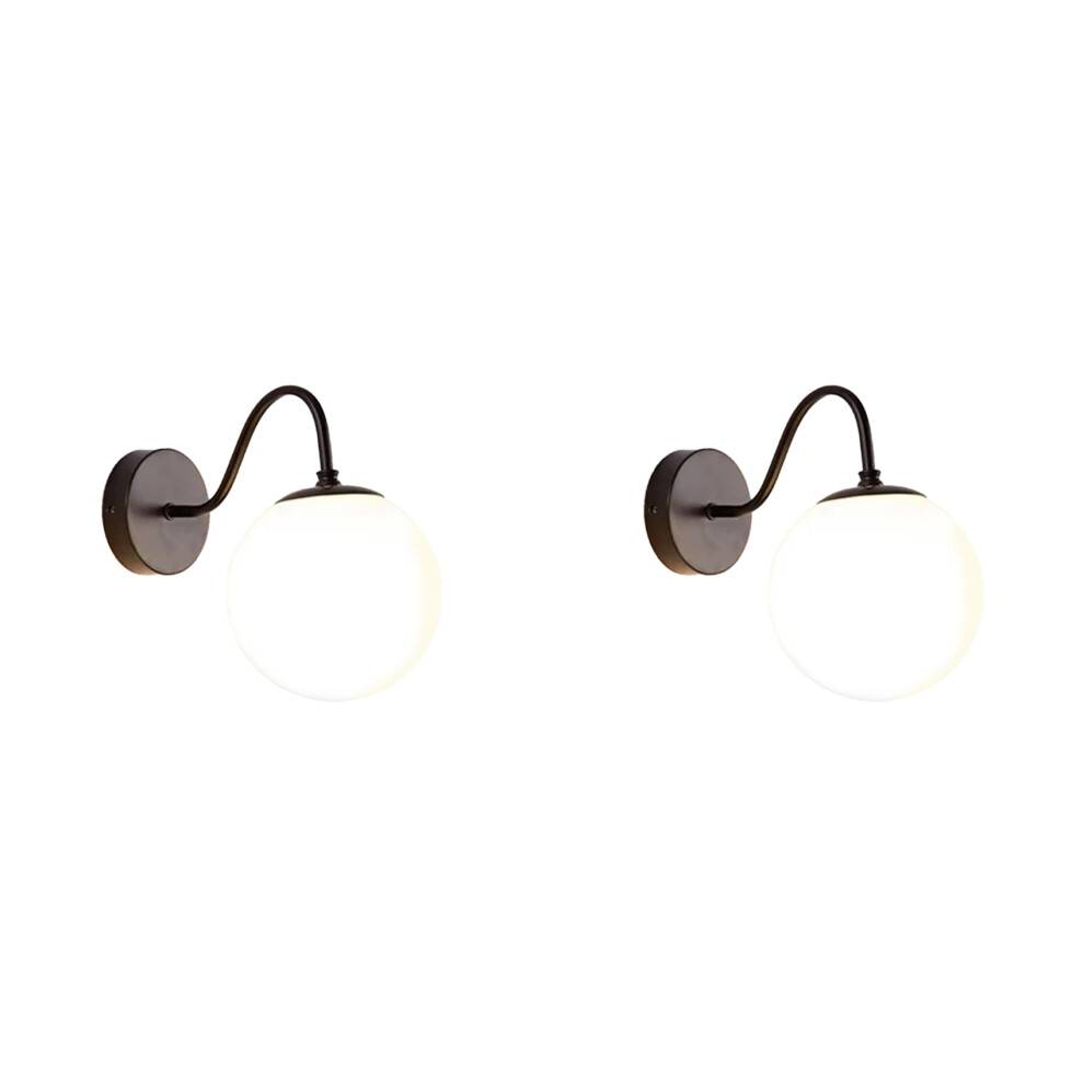 2X Modern Bedroom Wall Sconce Fixture Milk White Globe Glass Wall Lamp for Bathroom Kitchen LivingRoom Vanity Hallway