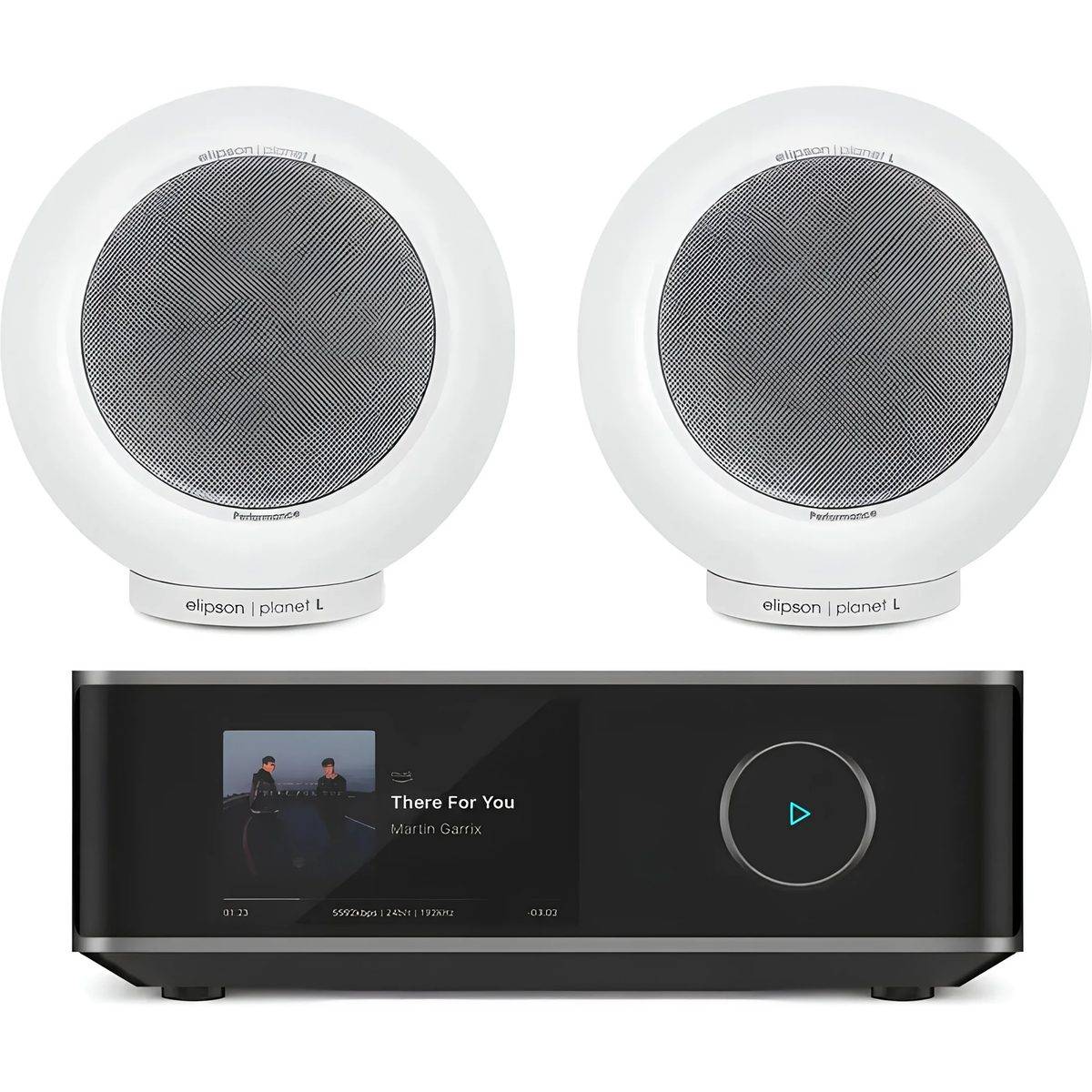 Elipson + WiiM Planet L Performance 2.0 matt vit (2-pack) + Amp Ultra rymdgrå