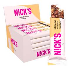 NICKS Almond crunch nut bar, vegansk nötbar med keto choklad utan tillsatt socker, glutenfri (12x40g)
