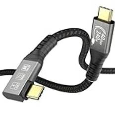 EUDOBEL USB 4 Kabel med Thunderbolt 4 Kabel,8K@60Hz, 240W,40 Gbit/s USB-C till USB-C-kabel kort 0,5m för Thunderbolt 3,Display,iPhone 15Pro,MacBook, Dockningsstation,SSD,Hub,eGPU(90 grader)