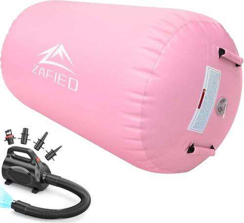 Air Roller gymnastik, luftrulle uppblåsbar lufttunna gymnastik yoga rulle med luftpump tumlande mattor träningsmatta gymnastikmatta fitnessrulle