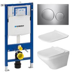 Toiletpakke m/ Duravit vægtoilet, toiletsæde, Geberit cisterne og betjeningsplade