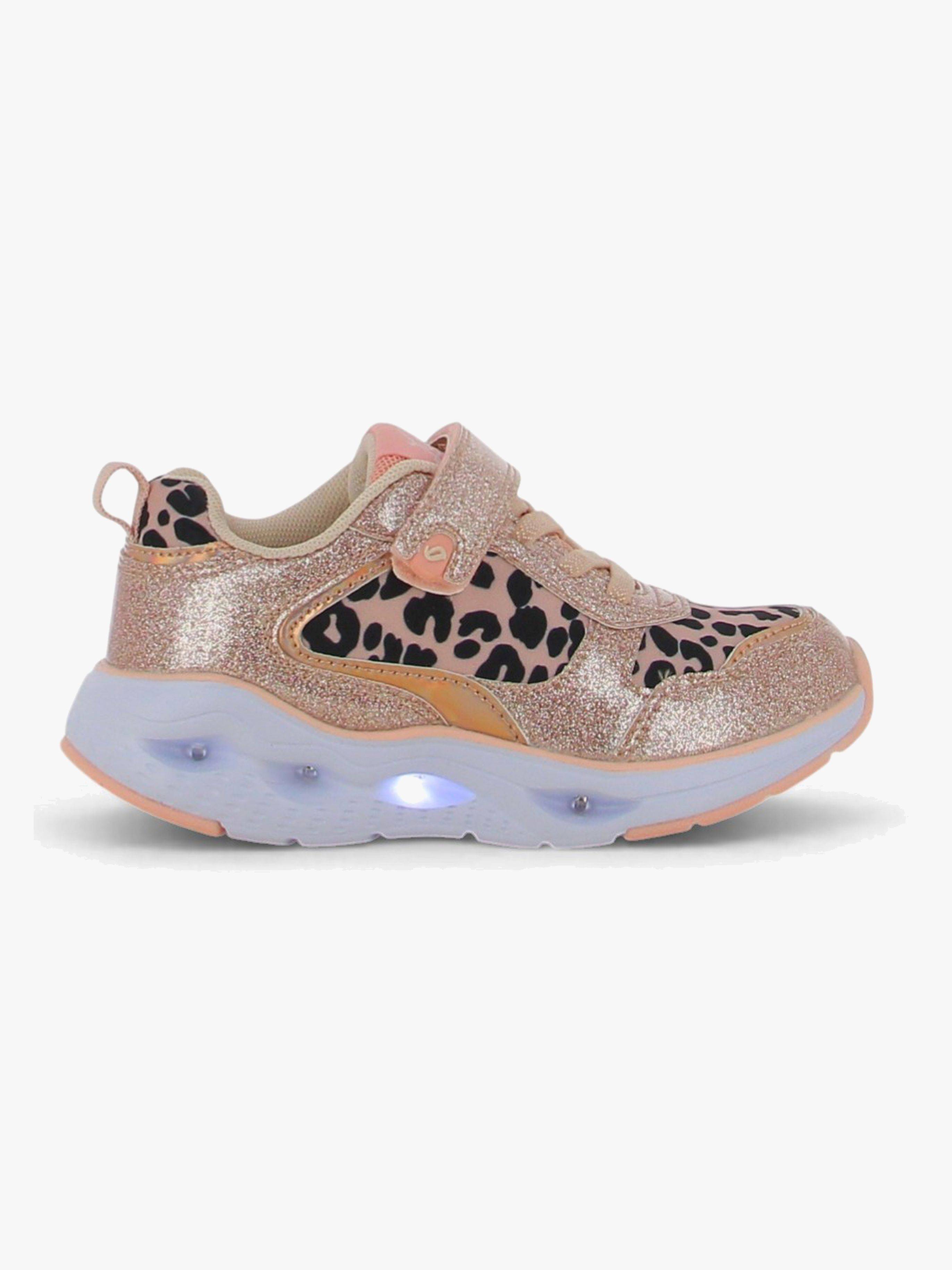 Leaf  Blinkande Sneakers, Leopard/Pink, 28