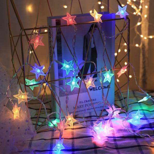 1.5m 10 leds ananas led ljusslinga fairy girlander juldekoration för hem utomhus navidad inomhus dekor batteridriven - Stjärna flerfärgad