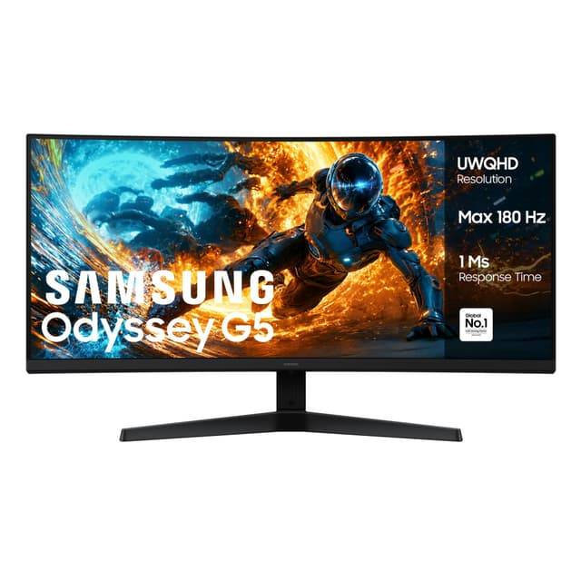 Samsung Odyssey G5 34/UWQHD/VA/180Hz gaming skærm- På fjernlager - Klar levering
