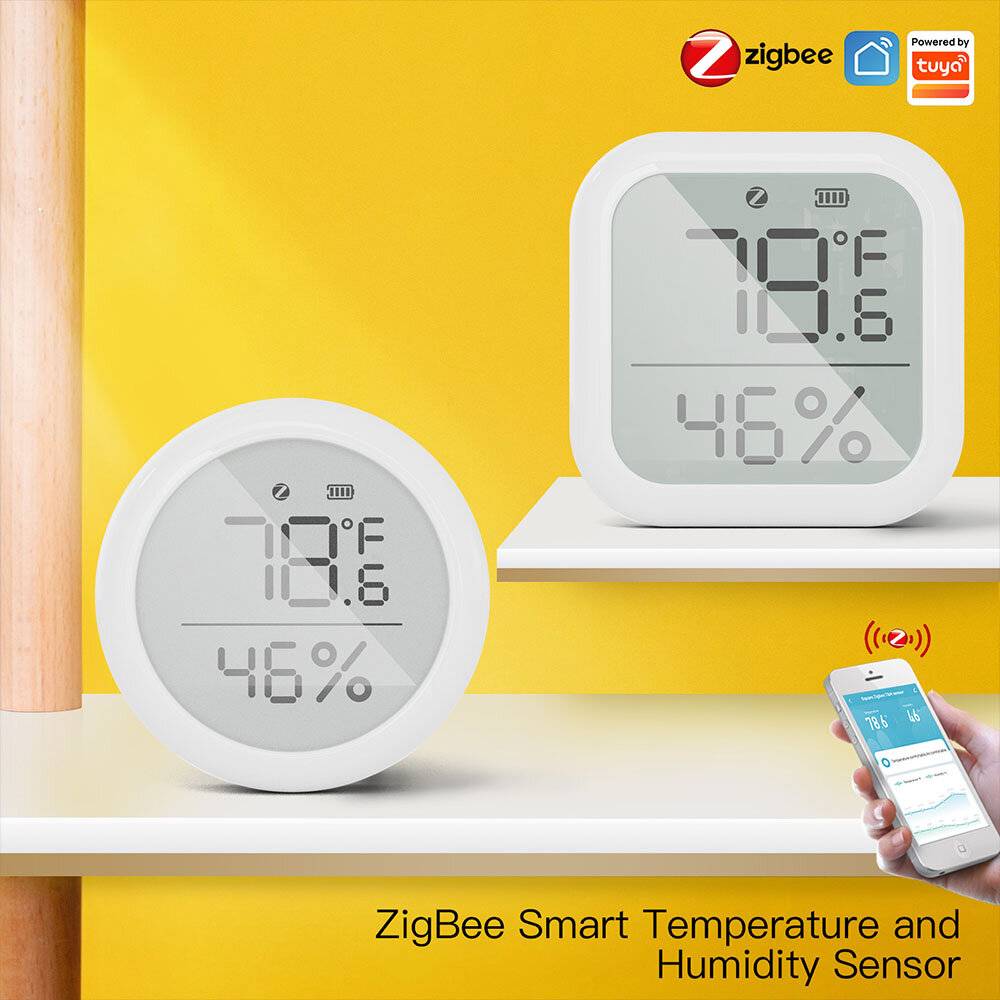 MoesHouse Tuya ZIGBE Smart Digital Temperatur- och Luftfuktighetssensor LCD-skärm Intelligent Hygrometer Termometer Data
