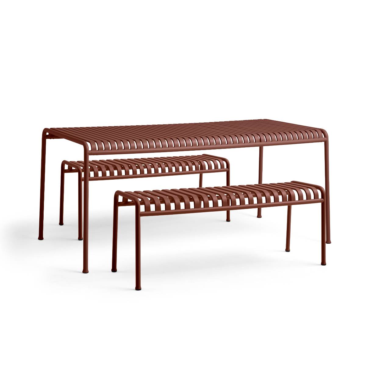HAY Palissade Sæt x Table L170 Og 2 stk Bench Iron Red