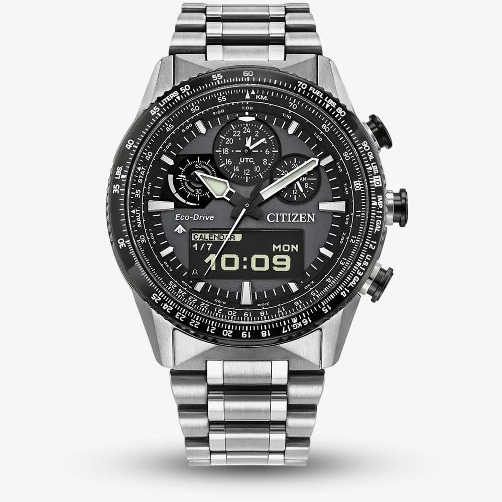 Citizen Mens Promaster Skyhawk Grey Dial Dual Display Watch JV2006-55H - Silver