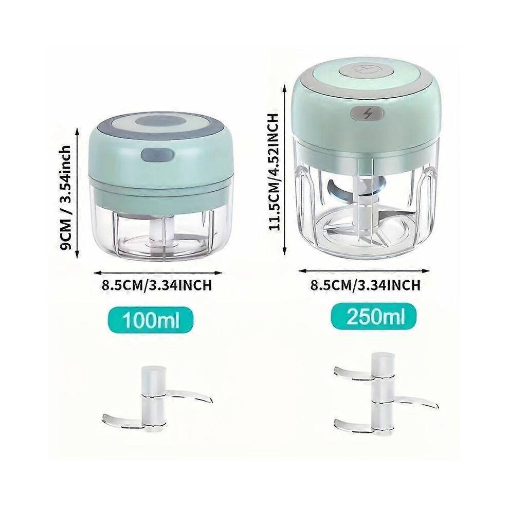 (Green) Electric Mini Garlic Chopper, USB Rechargeable Cordless Food Processor, Portable Vegetable Onion Mincer for Kitchen