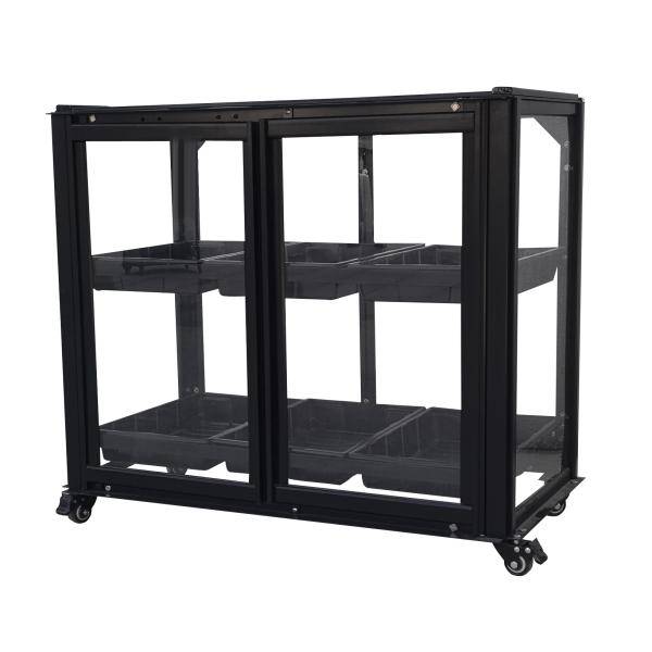 Minidrivhus med hjul poly sort 77,6x41,5x61cm