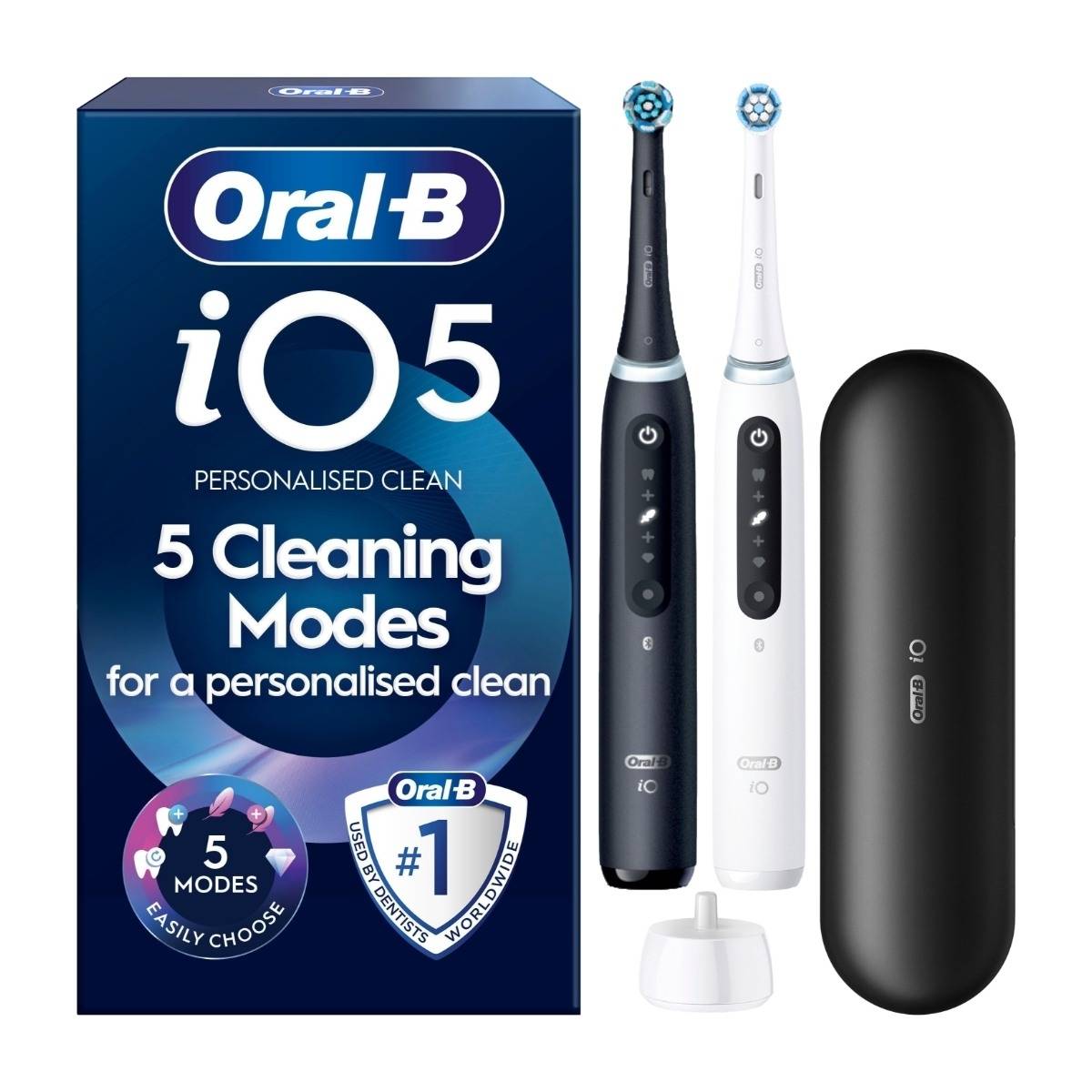 Oral-B iO5 Duo Edition eltandborste, mattsvart & Quite White