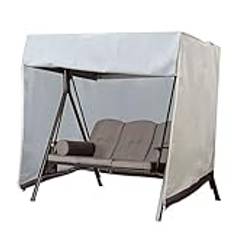 Uposao hollywoodgunga skyddande fodral 3-sits, trädgårdsgunga skydd rivbeständigt vattentätt vindtätt UV-resistent skyddande skydd oxford presenning, beige kaffe, 223 x 152 x 183 cm