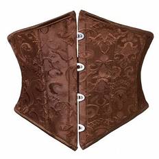Women Lace Up Waist Trainer Corset - Tight Compression Body Shaper - Coffee Brown - L,M,S,XL,XS,XXL