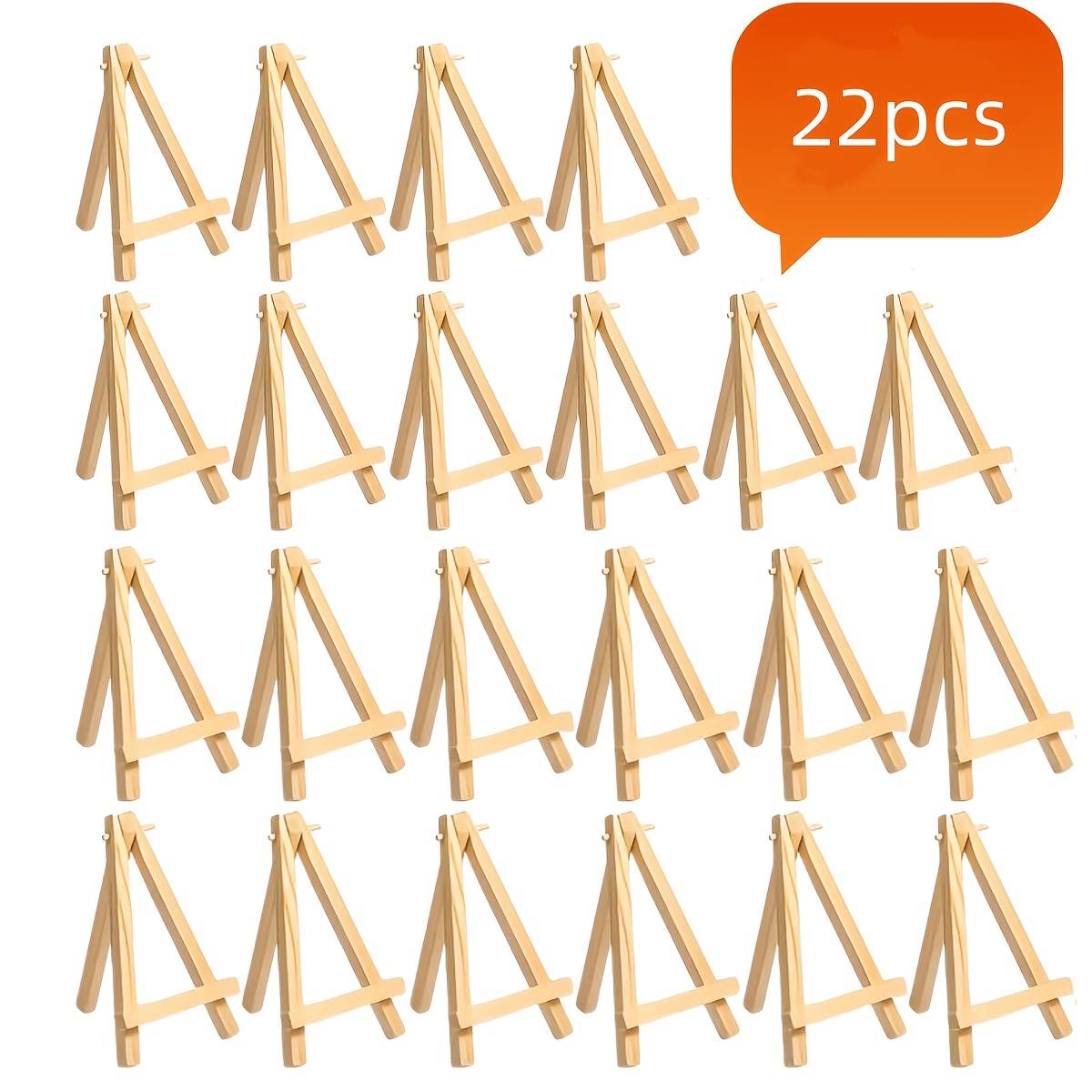 22pcs Mini Wooden Easels, 8*15cm, Suitable For Small Display Purposes Such As Painting, Portable Canvas Holders. Perfect For Artists And Adults, Ideal For Weddings, Photos, And Logos.