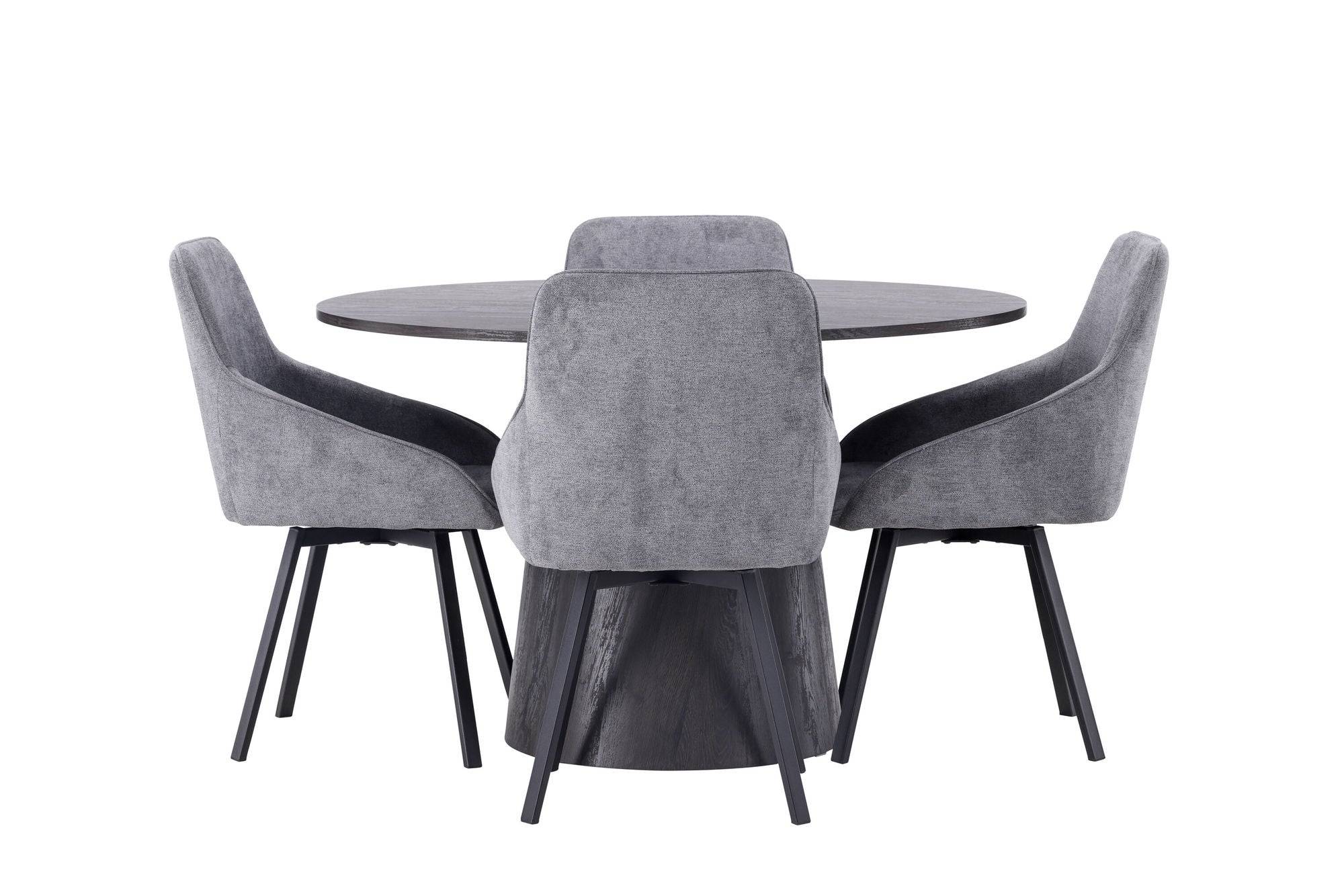 Venture Home Lanzo spisebord 120 - Mocca/Mocca +Rosie Spisebordsstol - Black / Dark grey Fabric _4