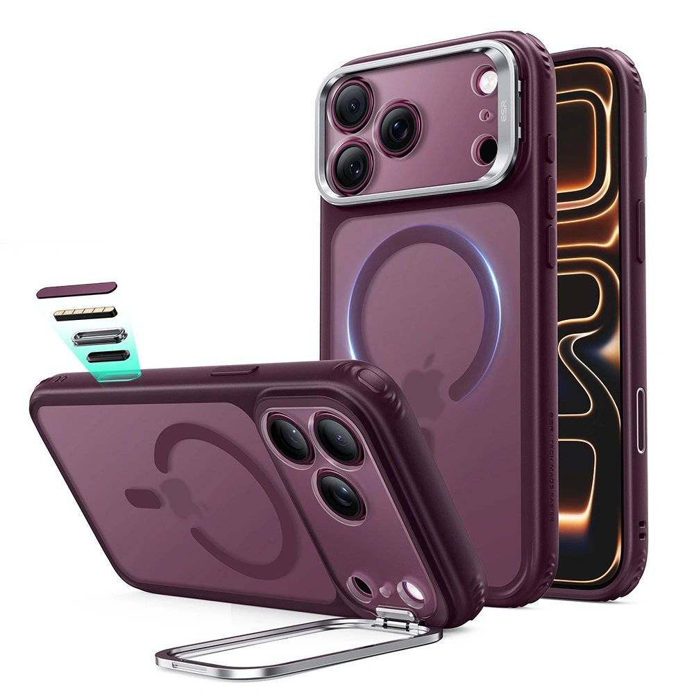 ESR Classic Kickstand HaloLock MagSafe iPhone 17 Pro Frosted Deep Burgundy